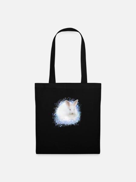 white rabbit,rabbit,graffiti,blue - Tote Bag - black