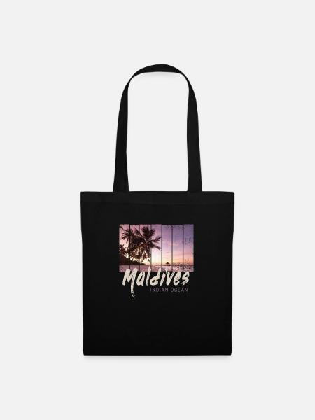 Malediven Indischer Ozean Vintage Sonnenuntergang - Stoffbeutel - Schwarz
