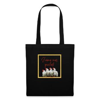 J'aime mes poules - Design Thème Poule - Sac en tissu - noir - Devant