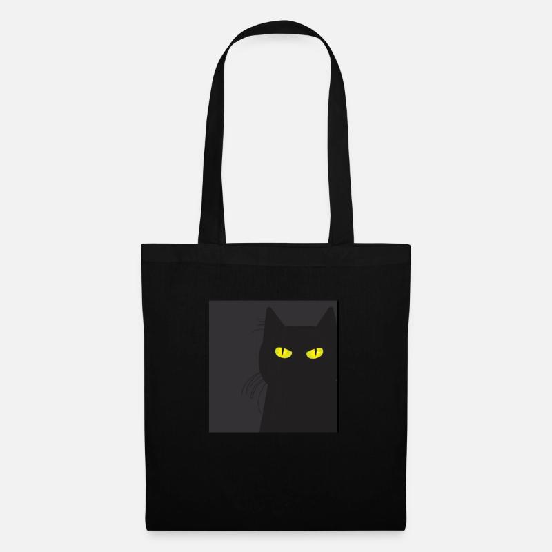 BLACK CAT VOUS REGARDE. Chat qui vous regarde !! - Sac en tissu - noir