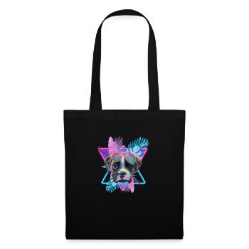 Boxer süßer Hund tropical neon cool welpe - Stoffbeutel - Schwarz - Vorne