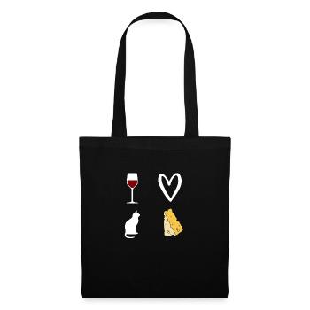 Femme Vin et Chat et Fromage - Sac en tissu - noir - Devant