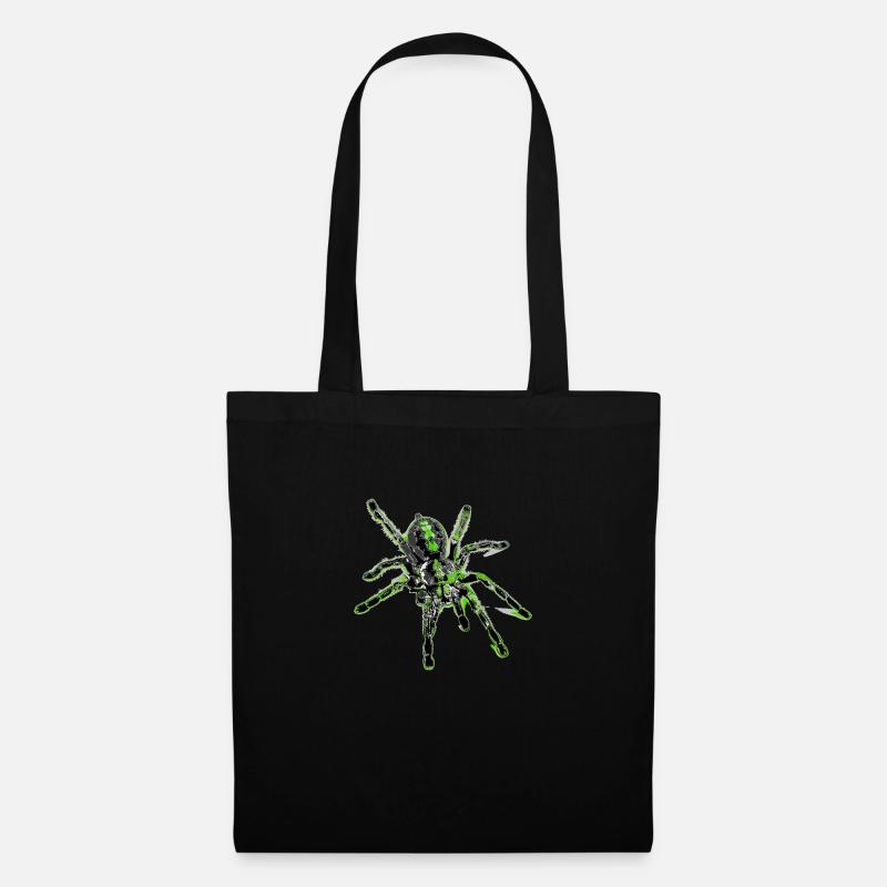 Tiger spider green, spider - Tote Bag - black