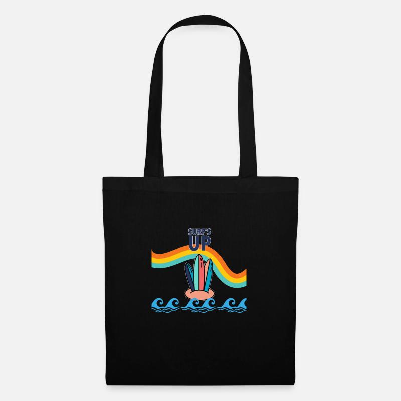 rainbow surfboard - Tote Bag - black
