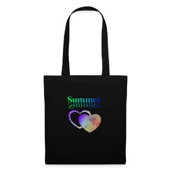 Cœur d’été Vert Bleu - Sac en tissu - noir - Devant