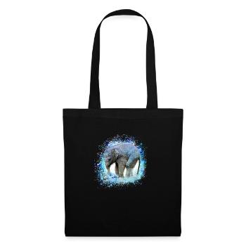 babyelefant,éléphant,graffiti,bleu,peinture - Sac en tissu - noir - Devant