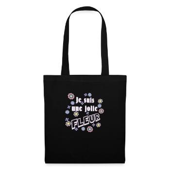 jolie fleur - Sac en tissu - noir - Devant
