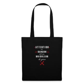 attention ce garçon est un bricoleur de génie - Sac en tissu - noir - Devant