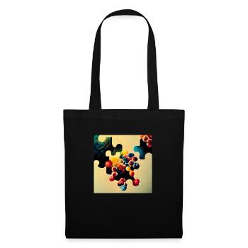 Motif de puzzle avec des molécules - Sac en tissu - noir - Devant