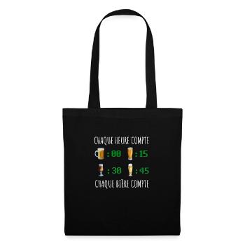 Chaque heure compte chaque bière compte - Sac en tissu - noir - Devant