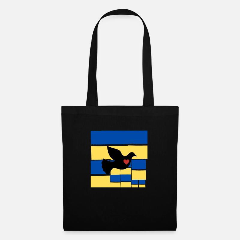 Ukrainische Flagge Taube Friedensflagge - Stoffbeutel - Schwarz