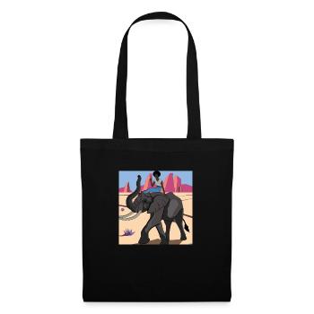skinny black girl riding elephant - Stoffbeutel - Schwarz - Vorne