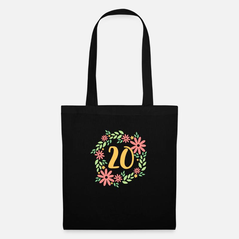 20. Geburtstag Geschenk - Stoffbeutel - Schwarz