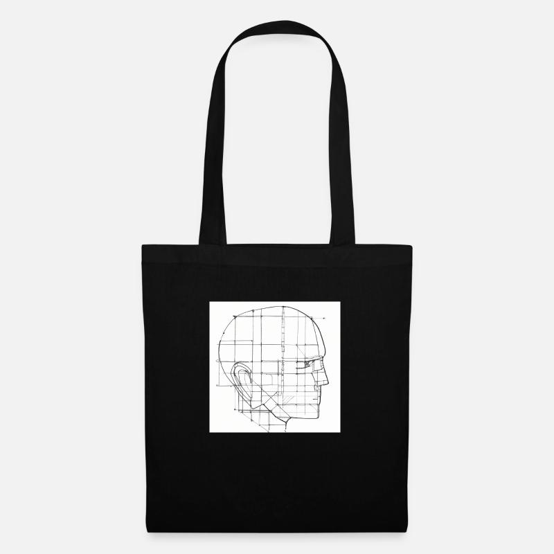 Technical drawing of a head - Tote Bag - black