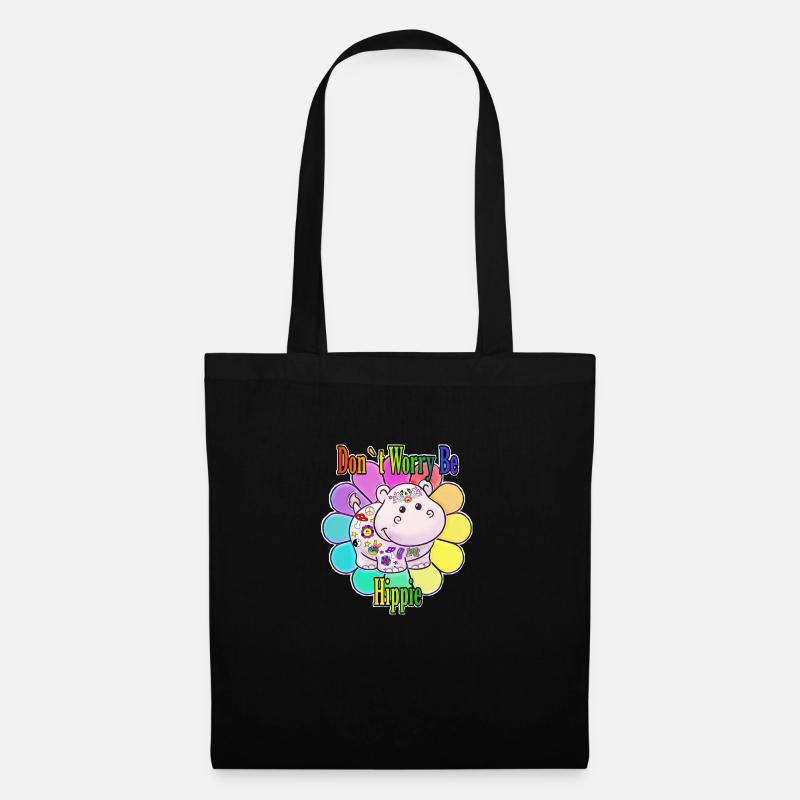 Hippie Hippo - Stoffbeutel - Schwarz