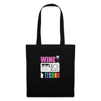 Wine & Techno Awesome Retro Techno Designs - Sac en tissu - noir - Devant