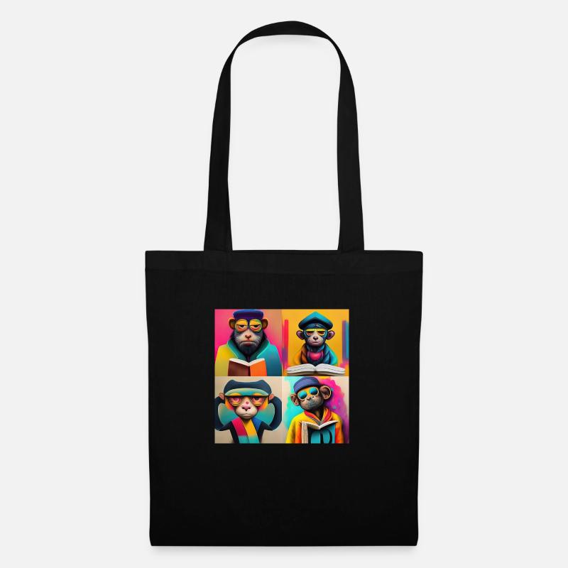monkey reading attrape-singe - Sac en tissu - noir