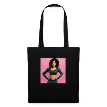 Black woman doing fitness and posing on pink backg - Tote Bag - black - Front