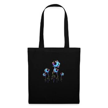 blue flowers plant glitter pattern - Tote Bag - black - Front