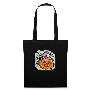 Scary Halloween pumpkin monster face head. - Tote Bag - black - Front