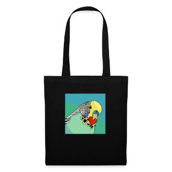 Perruche au cœur d’amour - Sac en tissu - noir - Devant