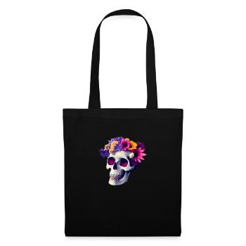 Skull with floral decoration - Tote Bag - black - Front