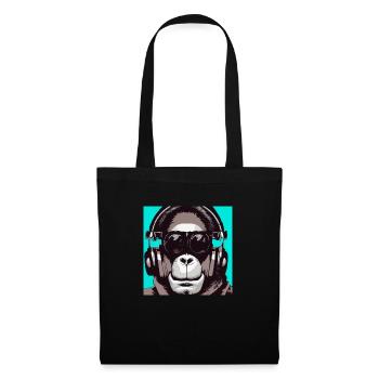 Monkey listening to music with headphones - Tote Bag - black - Front