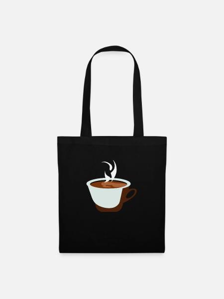 Kaffee Illustration Geschenkidee für Kaffeetrinker - Stoffbeutel - Schwarz