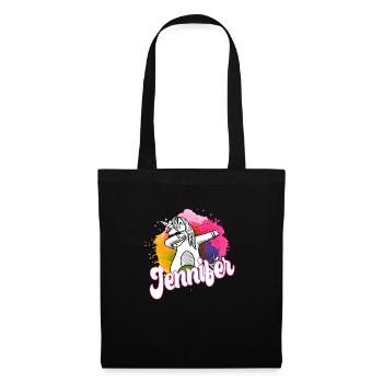 JENNIFER - Schöner Name mit dabbing Einhorn - Stoffbeutel - Schwarz - Vorne