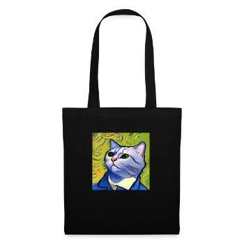 Katze gemalt von Van Gogh - Stoffbeutel - Schwarz - Vorne