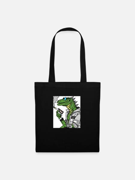 dinosaur with cigarette - Stoffbeutel - Schwarz