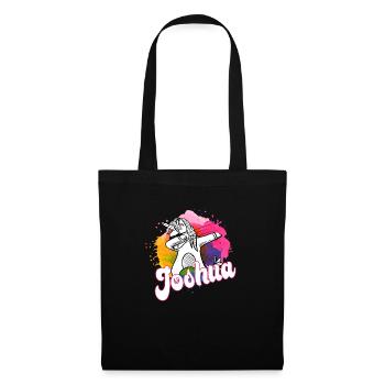 JOSHUA - Schöner Jungen Name mit Coolem Einhorn - Stoffbeutel - Schwarz - Vorne