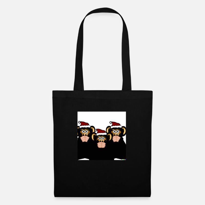 Christmas Monkeys - Stoffbeutel - Schwarz