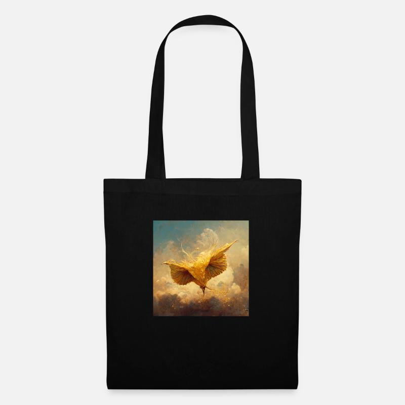 Aufsteigender Goldener Vogel - Stoffbeutel - Schwarz