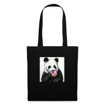 Porträt eines Pandas, der einen Donut isst - Stoffbeutel - Schwarz - Vorne