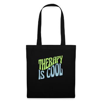 therapy is cool Zitat - Stoffbeutel - Schwarz - Vorne