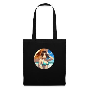 Anime-Mädchen - Stoffbeutel - Schwarz - Vorne