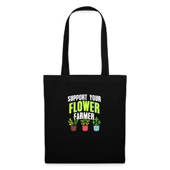 Support Your Flower Farmer Cool Retro Farming - Stoffbeutel - Schwarz - Vorne