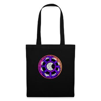 Moon Mandala 5 rose violet orange - Sac en tissu - noir - Devant