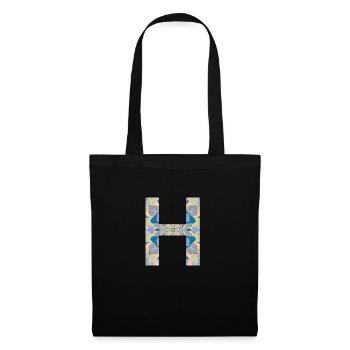 Lettre H en mandala - Sac en tissu - noir - Devant