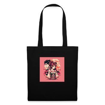 Amour retro japan - Sac en tissu - noir - Devant