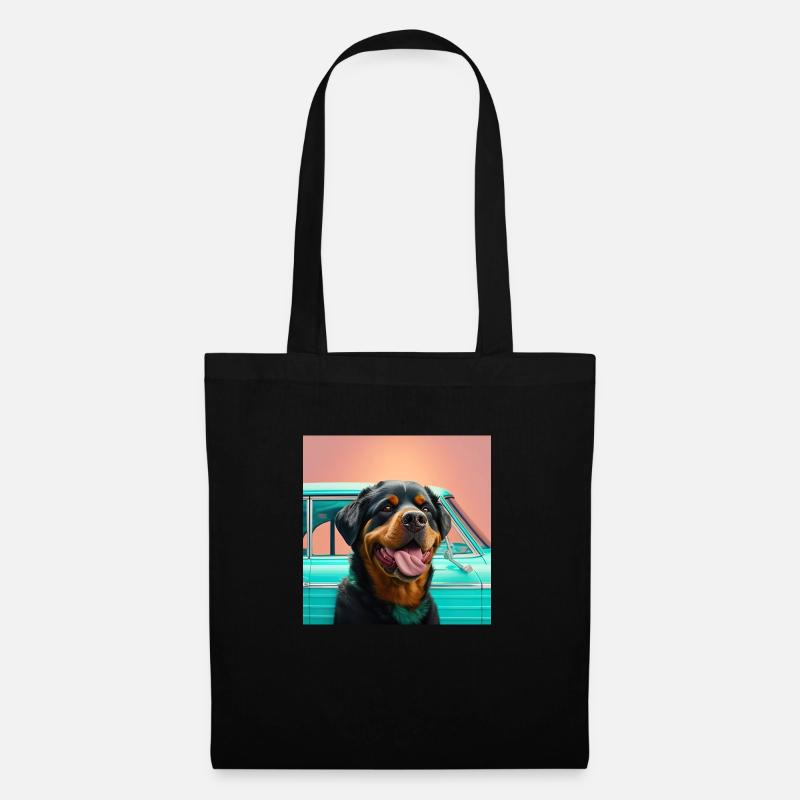 90er Happy Rottweiler - Stoffbeutel - Schwarz