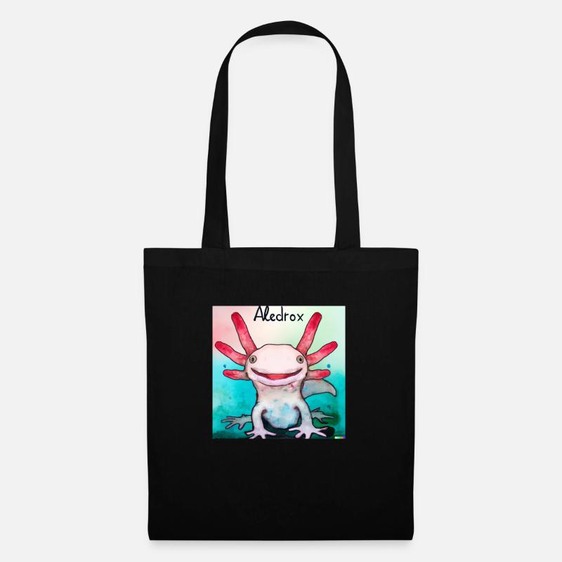 Lachendes Axolotl in Watercolour Optik - Stoffbeutel - Schwarz