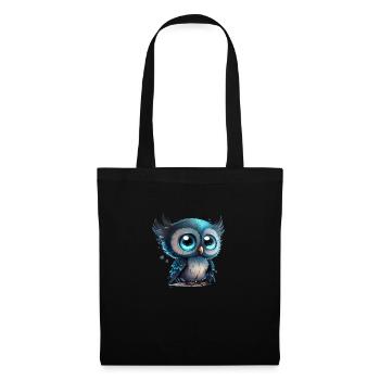 Un mignon hibou souriant de la bande dessinée bleu et noir - Sac en tissu - noir - Devant