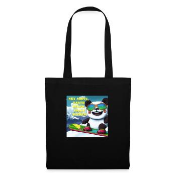 Panda on Snowboard Variant 1 Text - Tote Bag - black - Front