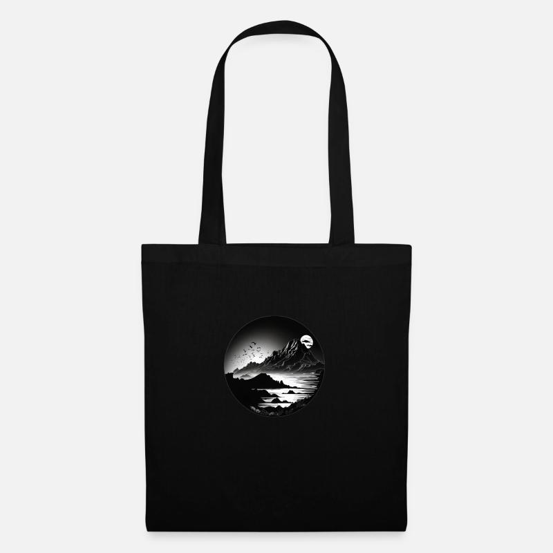 Black White Mountain - Stoffbeutel - Schwarz