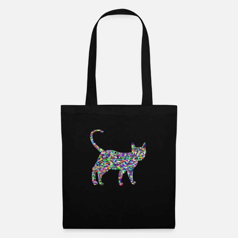 Bunte Katze, Catwalk - Stoffbeutel - Schwarz