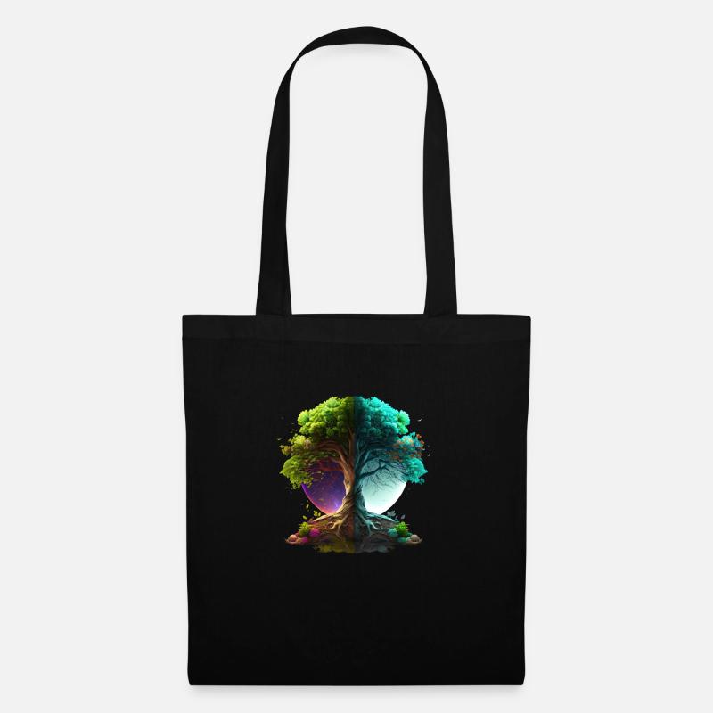 Der bunte Baum des Lebens, Symbol der Natur - Stoffbeutel - Schwarz