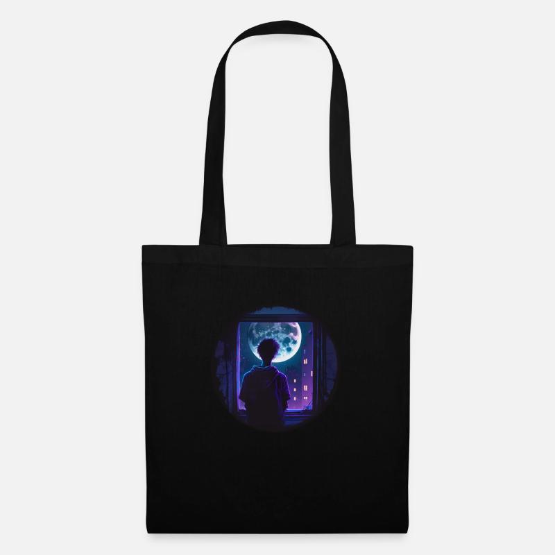 Garçon de lune - Sac en tissu - noir