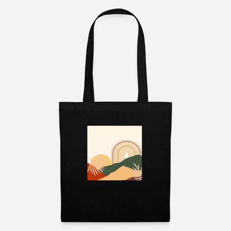 Abstrakte Landschaft Boho Stil - Stoffbeutel - Schwarz